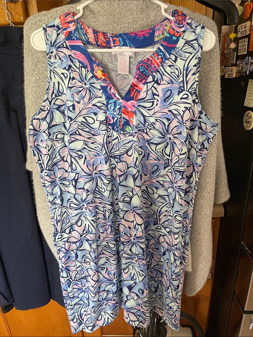 Stelle Parker Women Large Shift Dress Floral Multicolor V-neck
